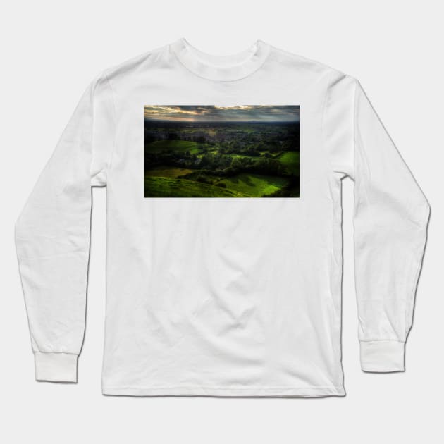 Sunset at Glastonbury Tor Long Sleeve T-Shirt by Nigdaw